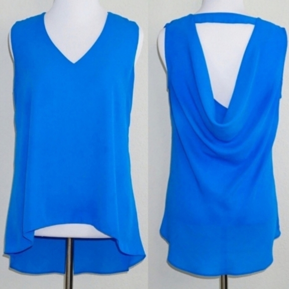 SALE JOAN VASS, BLUE REVERSABLE BLOUSE! NWOT! ☆3 FOR $25☆ - Picture 1 of 2